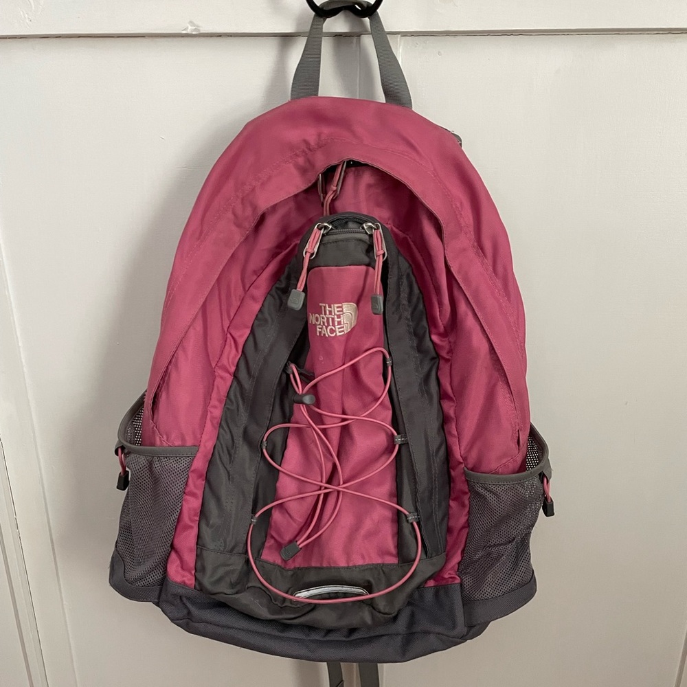 Pink north face backpack